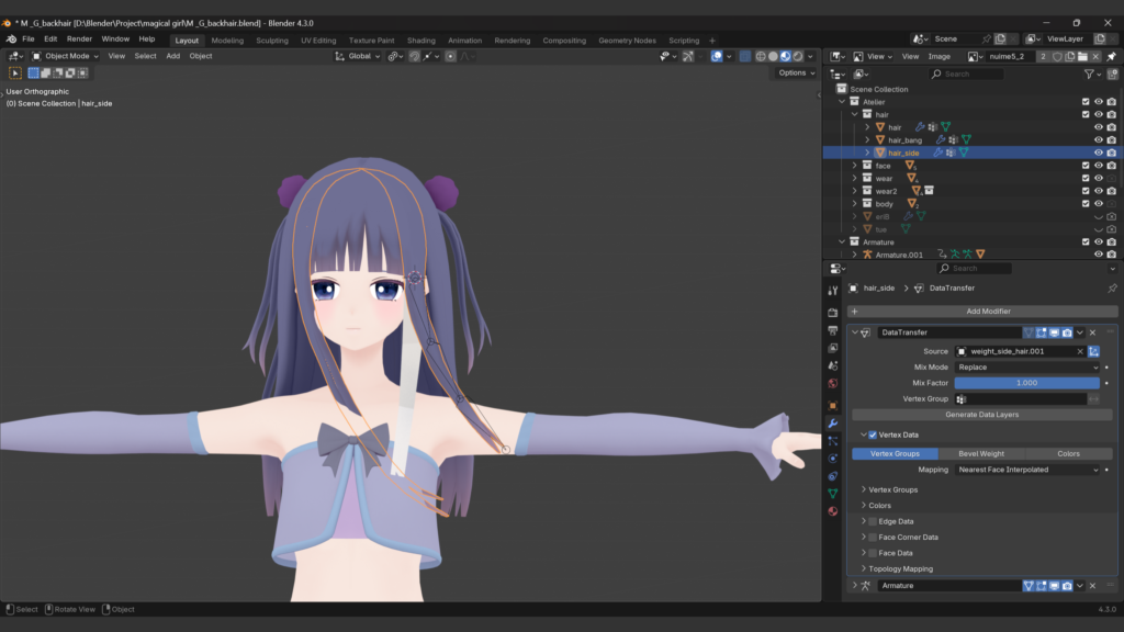 右側が伸びている