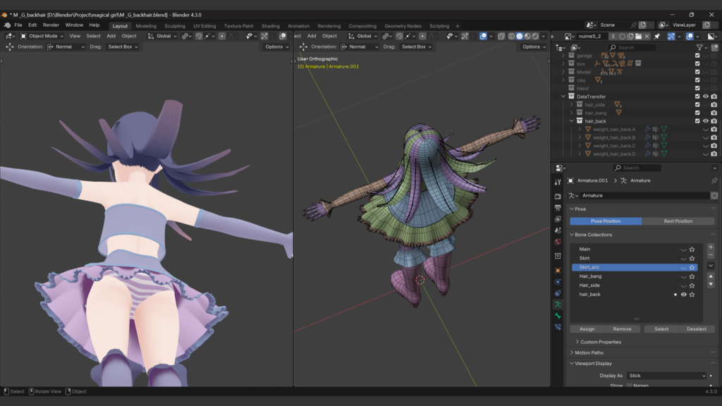 後ろ髪のリギング終了