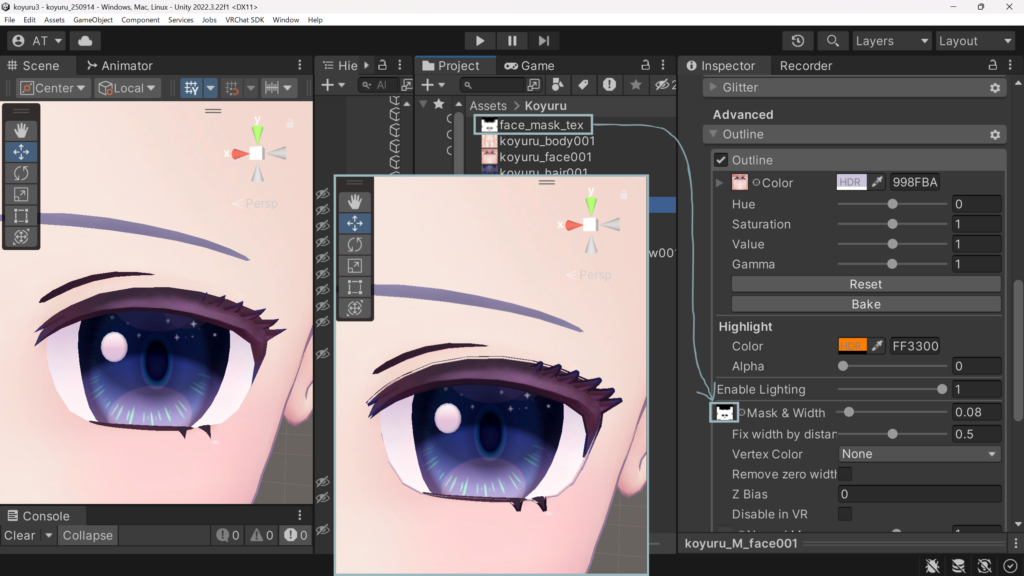 Mask&Width部分にマスク画像をセット